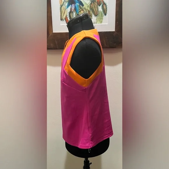 Vibrant Pink and Orange Sleeveless Tank - Picture 2 of 4